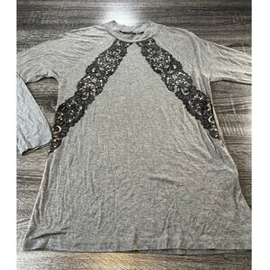 Zara Collection Women's Gray Lace Detail Long Sleeve Tunic Top Size S